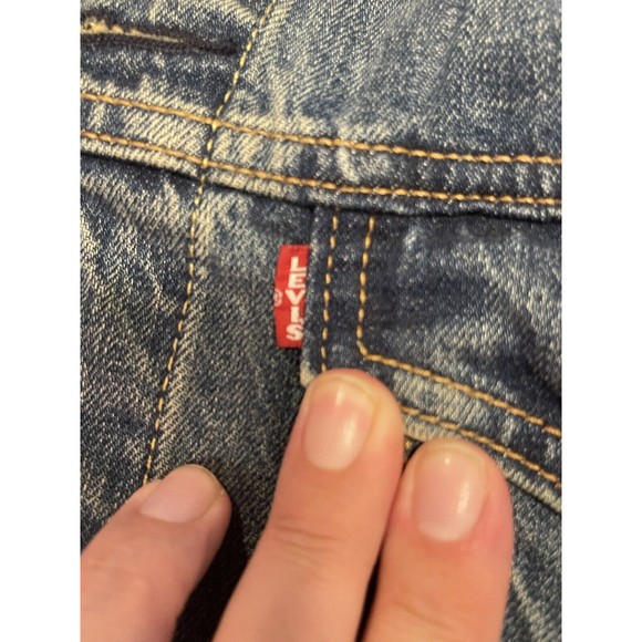 Levi's Premium Mens Blue Denim Button Jacket Pockets Size Large Big E Art Back - Picture 11 of 16
